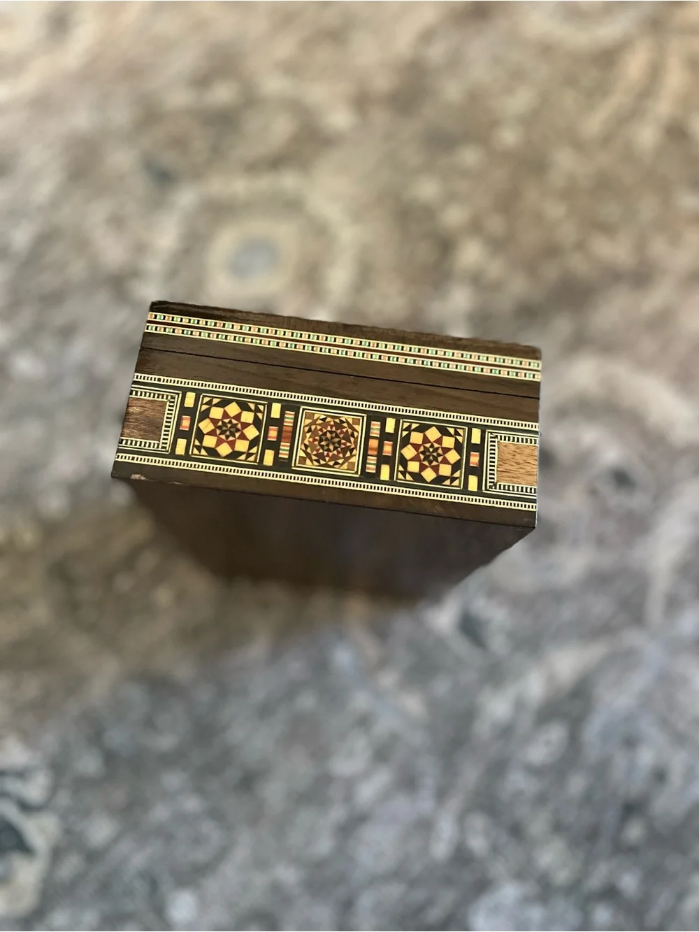 Syrian Marquetry Mosaic Jewelry Box Inlay Mother Of Pearl Walnut Trinket Box